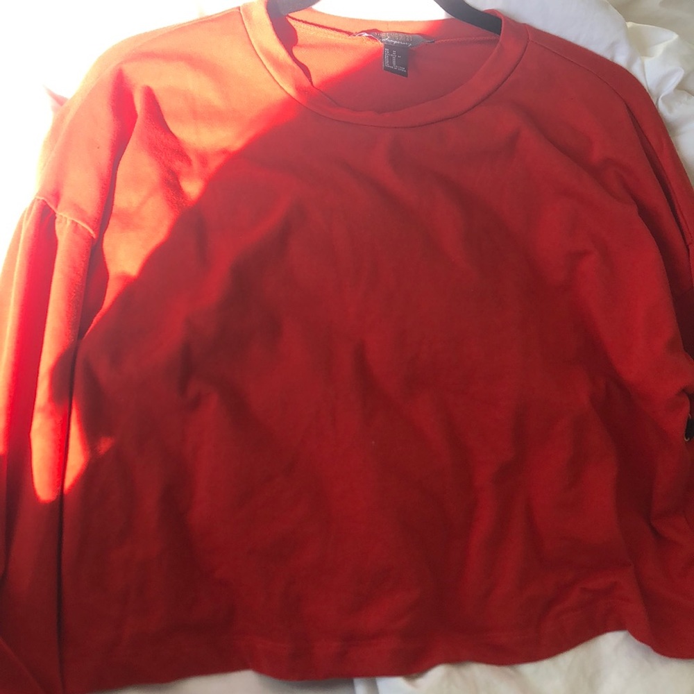 Red crop long sleeve top